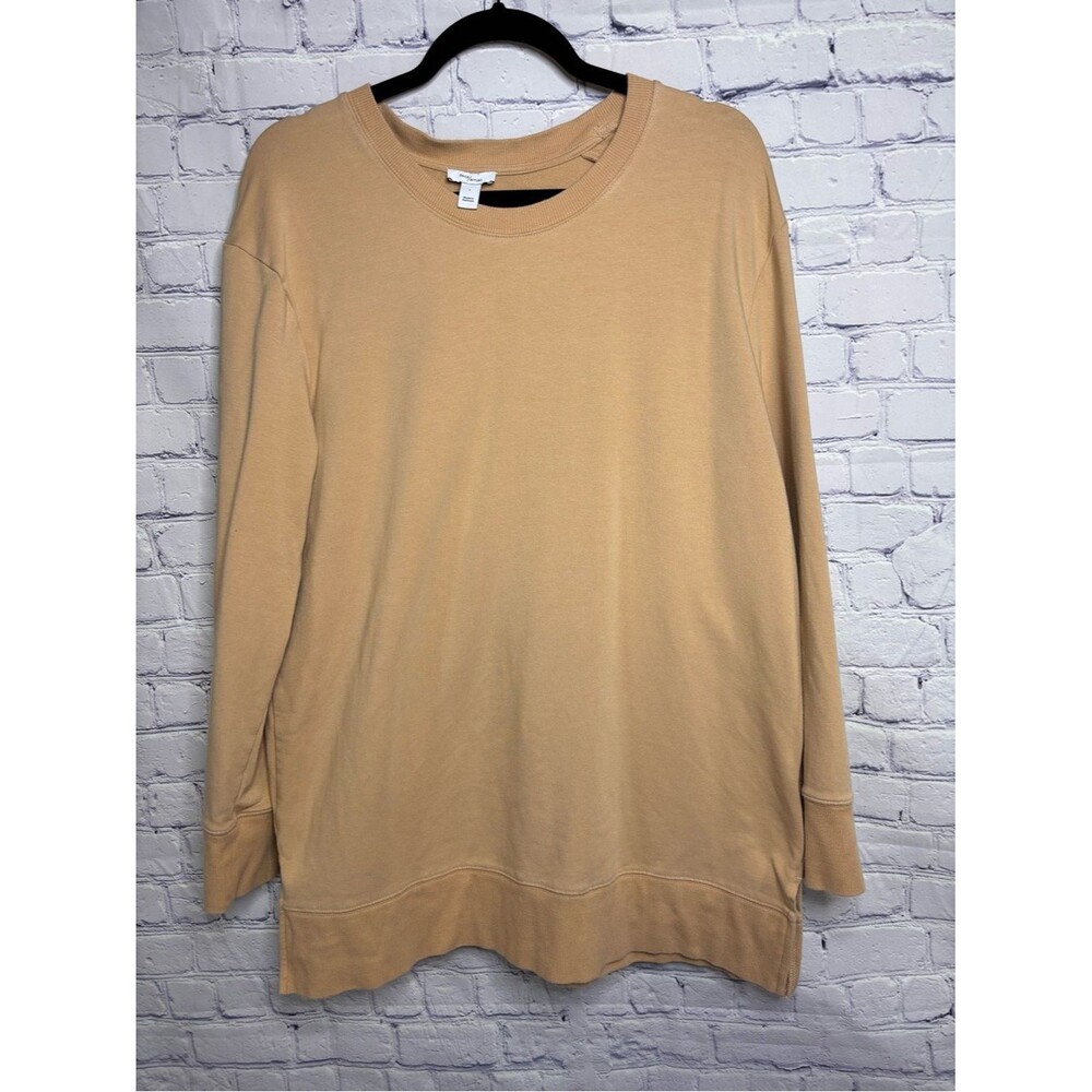 Daily Ritual Camel Tan Crew Oversized Casual Cozy Loungewear Sweatshirt L